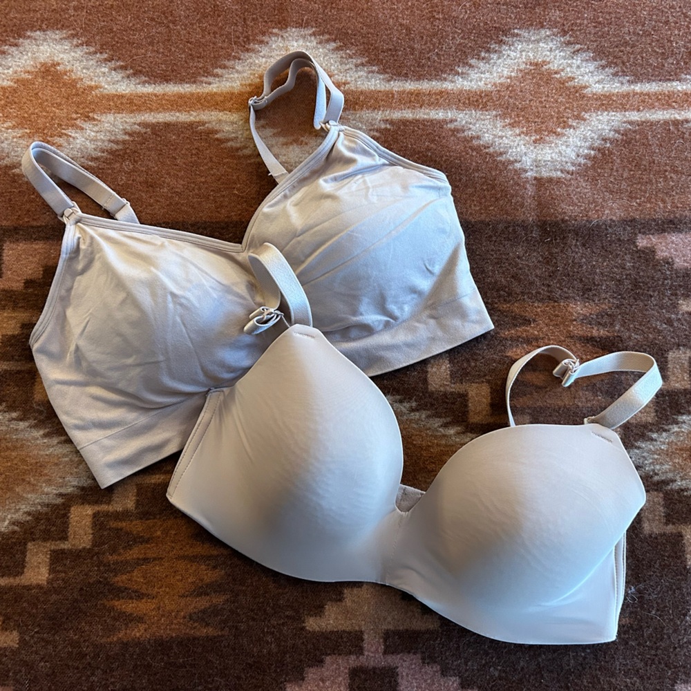 Auden Nursing Light Beige Wireless T-Shirt & Seamless Bra Set